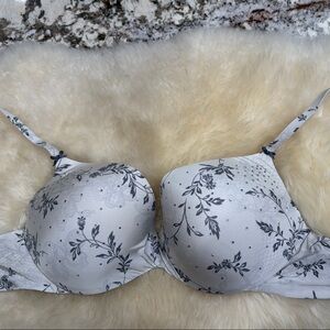 Victoria's Secret Black and White Bra with Floral Elegance